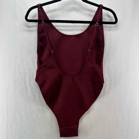 Lioness Bodysuit  Womens M Low Cut Adjustable Strap Sleeveless Backless Burgundy - Picture 2 of 11